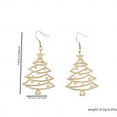 abordables Anillos de mujer-Pendientes colgantes de árbol de Navidad dorados: joyas festivas para mujer, pendientes con decoración navideña.