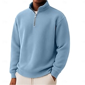 abordables Polo Classique pour Hommes-Homme Chemises Polo Gaufre Polo à fermeture éclair Sport en Plein Air Occasionnel Col montant Fermeture éclair manche longue Mode Moderne Couleur Unie Texturé Tricoté Printemps &amp; Automne Toutes