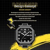 abordables Montres à quartz-Montre homme Olevs 5661, montre à quartz carrée originale, étanche, lumineuse, semaine, date, montres de sport