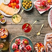 economico Set da Cucina-Set di 16 piatti rotondi in acciaio inox per salse, piatti dorati per salse, cucchiai dorati