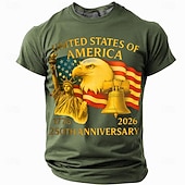  4th of July 2026 250th Memorial Day Men's 3D Print US Flag Crew Neck Short Sleeve T-Shirt Daily Street