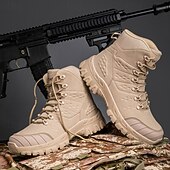 abordables Bottes de randonnée-Bottes de randonnée d&#039;extérieur beiges pour hommes avec semelle en caoutchouc antidérapante et construction respirante, bottes tactiques légères pour la randonnée, le camping et le port quotidien