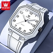 abordables Montres à quartz-Montre homme Olevs 5661, montre à quartz carrée originale, étanche, lumineuse, semaine, date, montres de sport