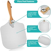 preiswerte Küchenset-7-teiliges Pizzablech mit Holzgriff Pizza mit Thermohandschuhen Langschneider Pizzabackset