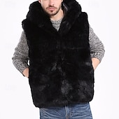 baratos Gilets-Homens Colete de camurça sintética Colete Gilet Ao ar livre Diário Moda Casual Outono Inverno Bolsos Jeans Manter Quente Confortável Tecido Zíper Com Capuz Normal Preto Amarelo Colete