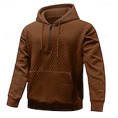 abordables sweats à capuche basiques pour hommes-Homme Jacquard Sweat à capuche Noir Blanche Marron Gris À capuche Uni Poche kangourou Sport &amp; Loisir Occasionnel Quotidien Streetwear Frais Vêtements de sport Toutes saisons Vêtement Tenue Pulls