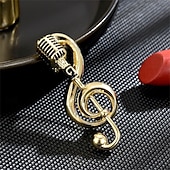 cheap Pins and Brooches-Brooches Classic Retro Music Notes Fashion Personalized Simple Trendy Brooch Jewelry Gold For Wedding Party Gift Engagement Prom Festival