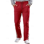abordables Pierna Recta-Hombre Pantalones de Deporte Pantalones Pantalones deportivos de pierna recta Correa Bolsillo Cintura elástica Bloque de color A Rayas Comodidad Diario Deporte Moda Casual Vino Verde Ejército