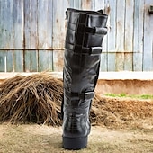 رخيصةأون أحذية ركوب الخيل-حذاء رجالي بني اللون من الجلد الصناعي يصل إلى الركبة - عصري مع تفاصيل رباط، مثالي للأنشطة غير الرسمية والخارجية