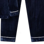 Недорогие Пижамы-Муж. Пижамы пижама Пижамный топ и брюки 1 комплект Графические принты Мода Стиль Классика Дом Повседневные Кровать Флис Полиэстер Сохраняет тепло Комфорт Мягкий Лацкан Длинный рукав Брюки