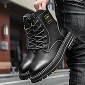 economico Stivali da lavoro-Per uomo Stivali Stivali da Lavoro Camminata Vintage Quotidiano PU Aumento Altezza Confortevole Stivali a Metà Polpaccio Allacciatura Tessuto almond Nero Giallo Autunno Inverno