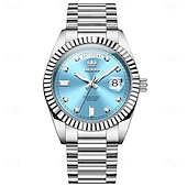 Недорогие Механические часы-OLEVS Мужские механические часы Роскошная мода Камни бизнес Светящийся календарь Водонепроницаемые часы на стальном ремешке