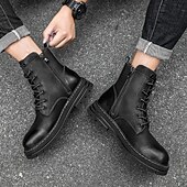 economico Stivali da lavoro-Per uomo Stivali Stivali da Lavoro Camminata Vintage Quotidiano PU Aumento Altezza Confortevole Stivali a Metà Polpaccio Allacciatura Tessuto almond Nero Giallo Autunno Inverno