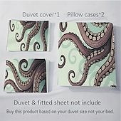 preiswerte Bettbezug-Sets-Unterwasserwelt Seestern &amp;3-teiliges Daunenbettbezug-Set mit Oktopus-Motiv für Queensize-Betten, weicher Bettbezug mit 2 Kissenbezügen – Hotel &amp;Gästezimmerbettwäsche, gemütlich &amp; komfortabel