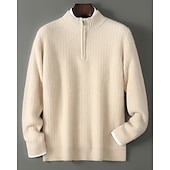 preiswerte Wollpullover für Herren-Hochwertiger Herrenpullover aus reiner Wolle und Kaschmir mit Viertelreißverschluss, klassischer Strickpullover, weich, warm und atmungsaktiv.