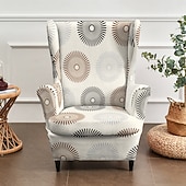 voordelige Hoes voor wingback-stoel-stretch hoes voor een fauteuil, polyester hoes met bloemen-/streep-/geometrische print voor een fauteuil, afneembare decoratieve meubelbeschermer