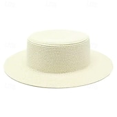 economico Cappelli da Festa-Cappelli Poliestere Cappello di paglia Matrimonio Ferie Tè Corsa di Cavalli Cocktail Vintage Protezione Solare Con Giunzione Copricapo Copricapo