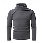 preiswerte Herrenpullover-Herren Pullover Strickpullover Gerippt Stricken Normale Oberteile Knöpfe Gestrickt Einfach Stapelhals Mode Basic Urlaub Alltagskleidung Bekleidung Herbst Winter Schwarz Weiß M L XL