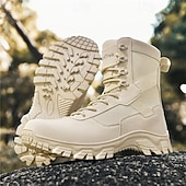 economico Scarponi da trekking-stivali da combattimento impermeabili marroni da uomo con suola ammortizzante e supporto rinforzato alla caviglia, calzature tattiche resistenti per lavoro, escursionismo e campeggio