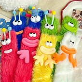 billiga Hemma kläder-Unika och roliga fula strumpor, fluffiga monsterstrumpor för kvinnor, mjuka plyschiga vinterstrumpor med aliendesign och 3D-ögon och leende, mysiga, pälsiga tofflor för hemmet eller present