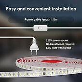 お買い得  プラグストリップライト-LED防水IP65ライトストリップ、16.4～328フィート、強力な粘着剤付きLEDライトストリップ、単列120LED、二列240LED、オン/オフスイッチ付きプラグワイヤー、屋内寝室キャビネット下装飾用