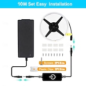 billige Plug Strip Lights-LED neonslyngelys 32,8 fot varm hvit dimbar LED-stripelys DIY fleksibel silikon vanntett neonslyngelys for soverom stue kjøkken innendørs utendørs DC24V (strømadapter inkludert)