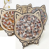 Недорогие Товары для дома-Деревянный пазл в форме кошки из 135 деталей, состоящий из пазлов, макарон, дерева и цветов Моранди, для взрослых, милый деревянный пазл с контуром кошки, креативный подарок-пазл, украшение для