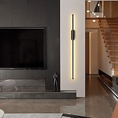 tanie Kinkiety wewnętrzne-Długa lampa ścienna 23,6 cala - 47,2 cala, czarno-złota, metalowa lampa ścienna do wnętrz, salon, tło, sypialnia, lampka nocna, AC2200V, AC110V