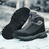 voordelige Winter- en sneeuwlaarzen-beige en zwarte waterdichte wandelschoenen voor heren met antislipzool en warme voering, outdoor trekkingschoenen voor winterkamperen en bergavonturen