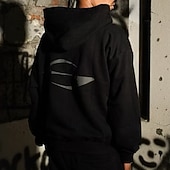 economico felpe 3d da uomo-Per uomo Felpa con cappuccio Felpa con cappuccio a zip intera Nero Con Cappuccio Grafico Con zip Tasca Sport &amp; Outdoor Quotidiano Ferie Poliestere Streetwear Essenziale Casual Primavera Autunno