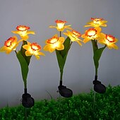 cheap Ground Lights-Solar Lights, 3-Head-Daffodil Flower Solar Lights, Landscape Lights, LED Outdoor Solar Powered Garden Lights, Waterproof Flower Lights, Landscape Stake Light for Yard, Pathway, Patio Decor