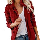 ieftine Blazere și costume-Pentru femei Palton de iarnă Jachetă Sacou Comfortabil Fermoar Buzunar Casual Simplu Vacanță Casual Purtare Zilnică Ieșire Regulat Guler de stand Fit regulat Manșon Lung Îmbrăcăminte exterioară Negru