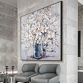 levne Květinové či botanické obrazy-Ručně vyráběné olejomalby z lahví s květinami na plátně, nástěnná dekorace, moderní abstraktní obraz pro domácí dekoraci, rolovaný bezrámový, nenatažený obraz