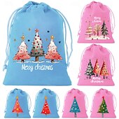 tanie Pakowanie prezentów-7 dużych świątecznych torebek ze ściągaczem - Święty Mikołaj, Wesołych Świąt, czerwony &amp;Zielone upominki na przyjęcie świąteczne z zamknięciem na sznurek, idealne do przechowywania prezentów na Boże