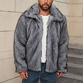 abordables Manteaux &amp; vestes-Homme Veste d'hiver Manteau en Fausse Fourrure Vacances Quotidien Chaleur Thermique Toison Automne Hiver Uni Mode Streetwear Revers Régulier Fausse fourrure Blanche Marron Gris Veste