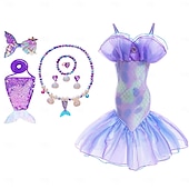 baratos Fantasia de Menina-Semana do Livro 2026 A Pequena Sereia Cauda de Sereia Vestido de Princesa Aqua Vestido de Halloween Fantasia de Cosplay Fantasia para Festa Temática Cosplay Filme Cosplay para Meninas Fantasia Infantil Carnaval Baile de Máscaras
