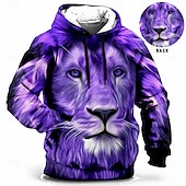 Χαμηλού Κόστους ανδρικά φούτερ με κουκούλα-Ανδρικά Μεγάλα Μεγέθη Φούτερ πουλόβερ με κουκούλα και πουλόβερ Μεγάλος και Ψηλός Ζώο Με Κουκούλα Τσέπη Μακρυμάνικο Άνοιξη &amp; Χειμώνας Μοντέρνα Κομψό στυλ street Βασικό Άνετο Καθημερινά Ρούχα Διακοπές