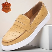 tanie Skórzane mokasyny premium-Męskie Mokasyny i buty wsuwane Klasyczne mokasyny Spacery Codzienny Skóra Wygodny Niepoślizgowy / a Mokasyny Żółty Wiosna Jesień