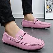 ieftine Loafers casual-Bărbați Mocasini &amp; Balerini Retro Mărime Plus Size Plimbare Casual Zilnic PU piele Comfortabil Cizme înalte Loafer Galben Roz Mov Deschis