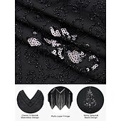 economico Abiti degli anni '20-Set Anni Ruggenti Anni 1920 Lunghezza al ginocchio Abito Flapper Abito da cocktail Costume di fantasia con accessori Maniche corte Il grande Gatsby Ragazza Flapper Paillettes Frangia con nappe Scollo