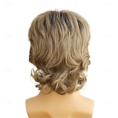 halpa Parrucche uomo-Short Blonde Dark Roots Mens White Blonde Pelucas Hallowen Costume Realistic Synthetic Fiber 60s Shaggy Cosplay Wig