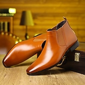 abordables Bottes de Chelsea-Homme Bottes Bottes Chelsea Marche Cuir PU Confortable Antidérapant Bottines Mocassin Bande Élastique Brun claire Brun foncé Noir Été Printemps Automne