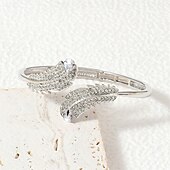 abordables Brazaletes-Zirconio No coincidente Forma de Hoja Personalizado De moda Cromo Pulsera pulsera Plata / Dorado / Dorado 2 Para Boda Fiesta Pedida Fiesta de baile