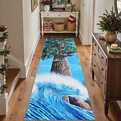 Недорогие Беговые коврики-Коврик-пробежка Орел и волна океана для коридора и кухни мягкий нескользящий машинная стирка искусственный кашемир природный коврик с величественным деревом и морским дизайном пробежка Красного