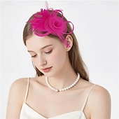 cheap Fascinators-Fascinators Feathers Fedora Hat Wedding Tea Party Horse Race Cocktail Elegant Vintage With Feather Headpiece Headwear