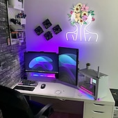 cheap Decorative Lights-Beauty Flower UV Printing LED Neon Decorative Wall Light Indoor Bar Restaurant Bedroom Atmosphere Decorative Light Desktop Ornament Light USB Plug in Dimmable 37.6 * 32CM