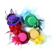 billiga Fascinatorer-fascinators Fjädrar Fedorahatt Bröllop Tebjudning Hästrace cocktail Elegant Vintage söt stil Med Fjäder Hårbonad Huvudbonader