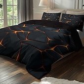 economico Set copripiumino-Set copripiumino in piuma d&#039;oca con stampa di roccia fluorescente gialla, 3 pezzi, per letto matrimoniale, morbido e corto, con 2 federe – biancheria da letto per camera d&#039;albergo, accogliente &amp;