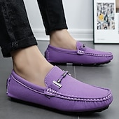 ieftine Loafers casual-Bărbați Mocasini &amp; Balerini Retro Mărime Plus Size Plimbare Casual Zilnic PU piele Comfortabil Cizme înalte Loafer Galben Roz Mov Deschis