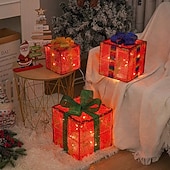 Χαμηλού Κόστους χριστουγεννιάτικα λαμπάκια εσωτερικού χώρου-Φωτιστικό Χριστουγεννιάτικου Δώρου LED με Λαμψημένο Φιόγκο Waterproof Μπαταρία 8 Λειτουργιών 15.5/20.5/25.5CM για Διακόσμηση Ατμόσφαιρας Εσωτερικού και Εξωτερικού Χώρου